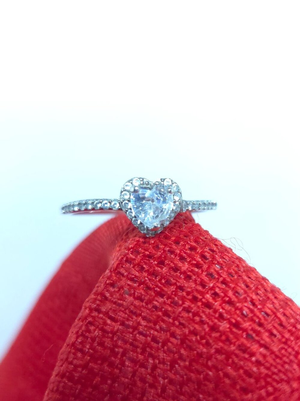 Silver Heart Crystal Ring